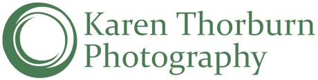 Logo for Karen Thorburn Photography with the business name and a green circle reminiscent of a camera lens
