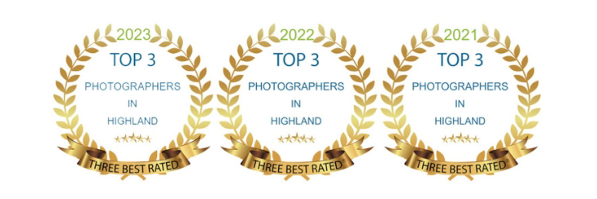 Top 3 Photographer in Highland - Three Best Rated winners logos for 2023, 2022 and 2021