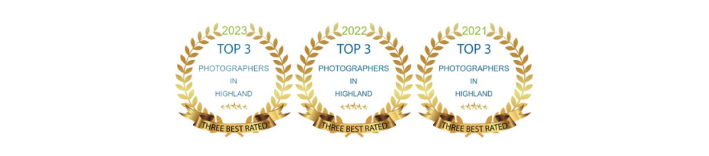 Top 3 Photographers in Highland - Three Best Rated winners logos for 2023, 2022 and 2021