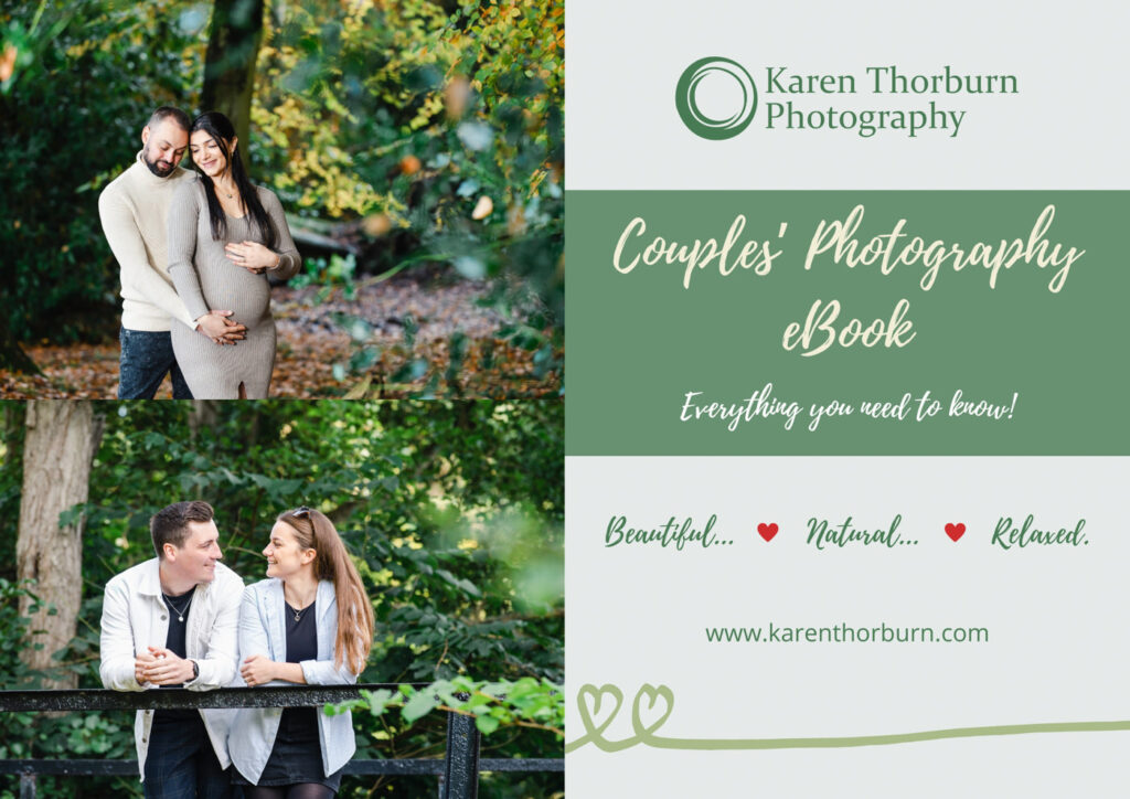 Front cover of a free download for couples photography, showing two naturally posed couples outdoors