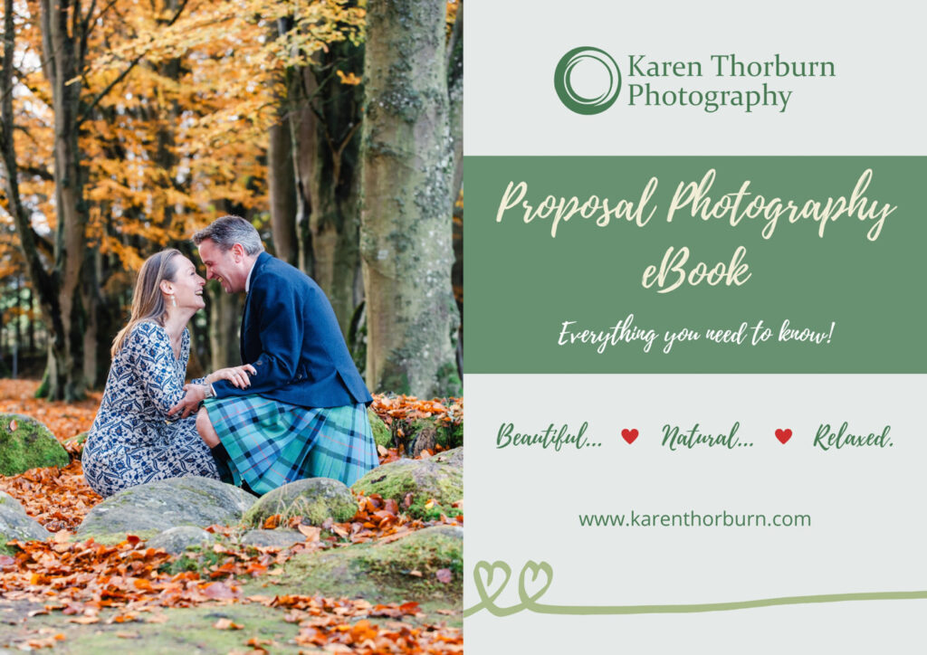 Front cover of a free eBook download for proposal photography with a smartly dressed couple